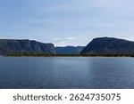 Tourist attractions on the west coast of Newfoundland. Gros Morne National Park of Canada, ancient landscape is a UNESCO World Heritage Site. Western Brook Pond, a fjord formed by glacial erosion. 