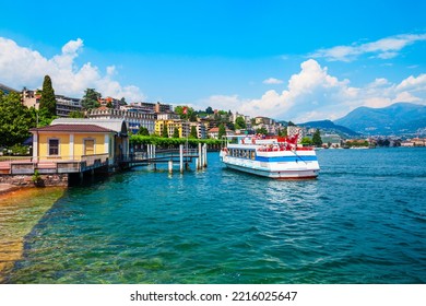 Tourist boat in Lugano lake and Lugano city in canton of Ticino in Switzerland - Powered by Shutterstock