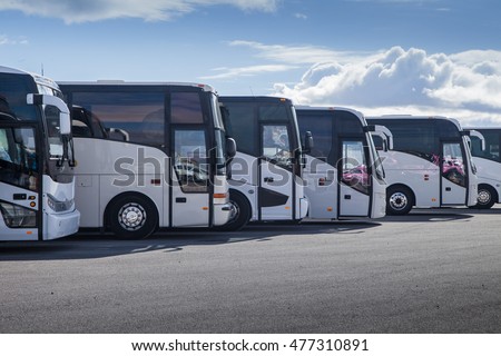tourist buses on parking

