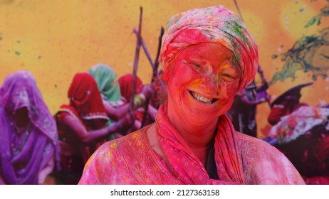 Tourist Enjoy Barsana, Mathura Lathmar Holi, 21 March 2019. 