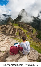 Tourist Looking Over Machu Picchu, Peru