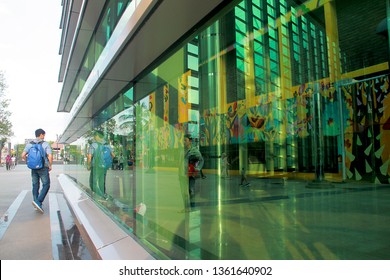 A Tourist Is On The Move At Taman Ismail Marzuki, Jakarta, Indonesia, 3 April 2019