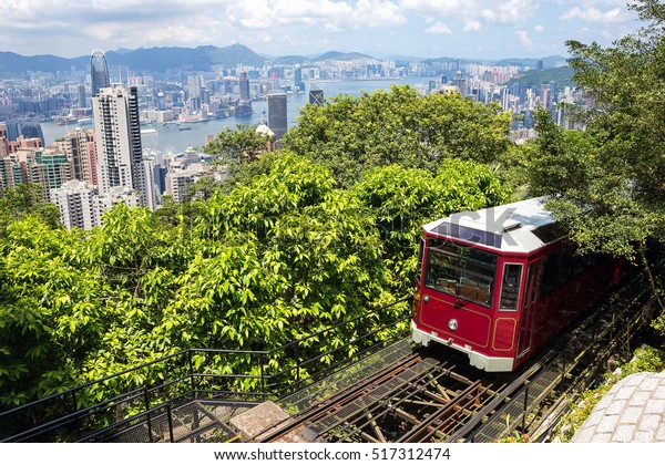 Tourist peak tram in Hong\
Kong