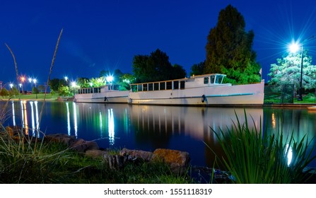 Tourist River Boats On The Oklahoma River At Night