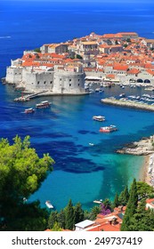 Tourist Ships Near The Old Town Of Dubrovnik, Croatia