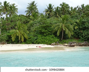 Tourist Survivor In A Deserted Island. Located In Vava’u, Kingdom Of Tonga.