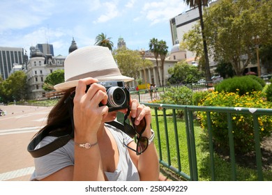 Tourist Taking Picture In Plaza De Mayo, Buenos Aires