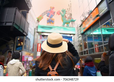 Tourist Is Traveling Into Harajuku In Tokyo, Japan.