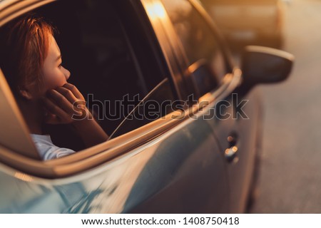 Similar – Image, Stock Photo Sunset drive Driving alone