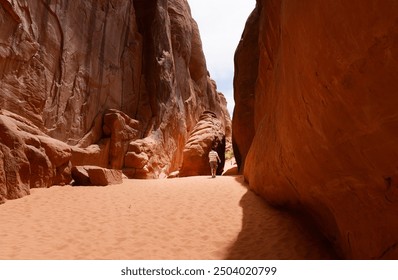 Tourists hiking the Sand Dune Arch trail. Arches National Park. Utah. USA. - Powered by Shutterstock