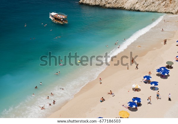 Tourists Kaputas Beach Kas Antalya July Stock Photo Edit