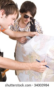 tourists with map