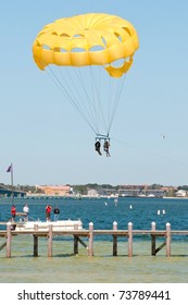 Tourists Parasailing In Pensacola, Florida