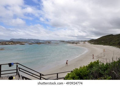 Tourists At Remote Green's Pool With Great Southern Ocean In Denmark,Western Australia/Beach Day/DENMARK,WA,AUSTRALIA-OCTOBER 2,2014:Tourists At Green's Pool On The Coast In Denmark,Western Australia.