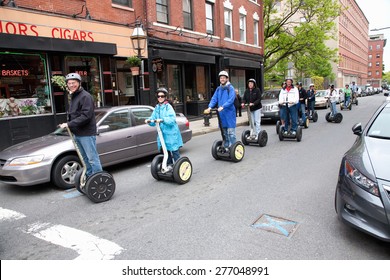 Tourists Ride Segway PT Personal Transporter, North End, Boston, MA 