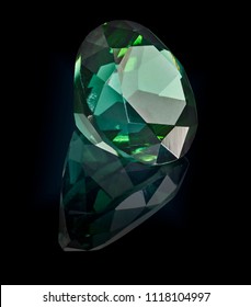 Tourmaline Gem Stone Isolated On Black Background.