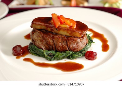 Tournedos Rossini. steak with foie gras. french steak dish with foie gras and croutons. - Powered by Shutterstock