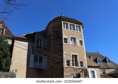 Tournus, France - 02 26 2022 : Tower And Treasurer's Lodge, Former Home Of Albert THIBAUDET, Exterior View, Town Of Tournus, Saône Et Loire Department, France