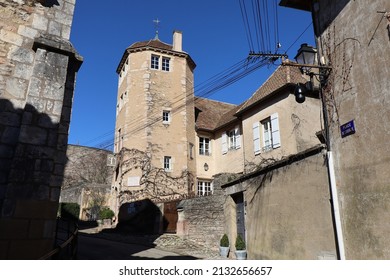 Tournus, France - 02 26 2022 : Tower And Treasurer's Lodge, Former Home Of Albert THIBAUDET, Exterior View, Town Of Tournus, Saône Et Loire Department, France