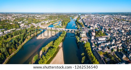 Tours aerial panoramic view. Tours is a city in the Loire valley of France