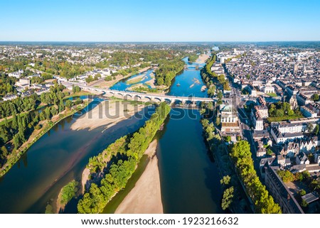 Tours aerial panoramic view. Tours is a city in the Loire valley of France