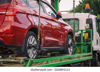 Tow Truck Of The Road Service Takes Away The Car For Parking Violation