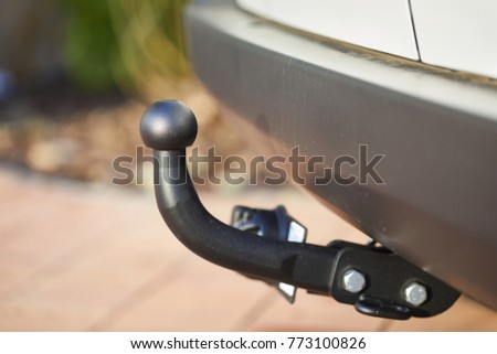 Towbar on a car, black steel part