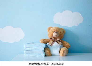 Toy Bear Dressed Diaper Stock Photo (Edit Now) 550305499