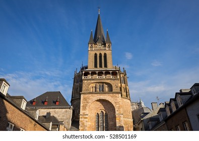 Tower of Aachen Cathedral seen from the west, Germany