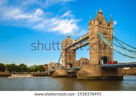 Tower Bridge by river thames  in London, england, UK