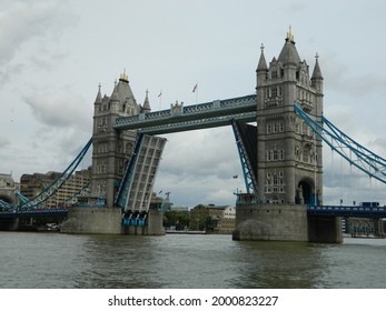 The Tower Bridge, With The Drawbridge Up.