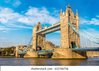 Tower Bridge In London In A Beautiful Summer Day, England, United Kingdom