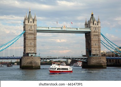 Tower Bridge in London. Tower Bridge is one of most recognizable bridges in world.