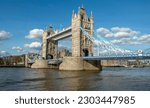 Tower bridge in London. The Tower Bridge is a suspension bridge with a total length of 244 metres. London. UK.