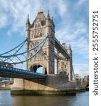 Tower bridge in London. The Tower Bridge is a suspension bridge with a total length of 244 metres. London. UK.