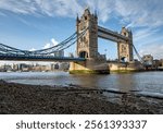 Tower bridge in London. The Tower Bridge is a suspension bridge with a total length of 244 metres. London. UK.