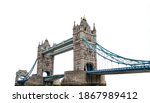 Tower Bridge (London, UK) isolated on white background