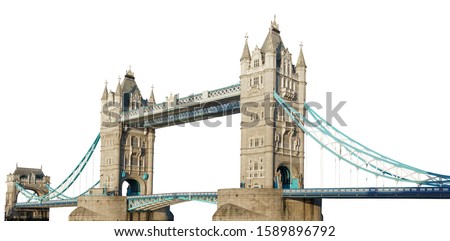 Tower Bridge (London, UK) isolated on white background