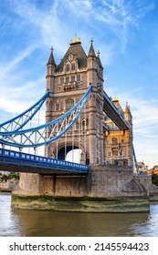 Tower Bridge over the river Thames. This Victorian suspension bridge is a listed and iconic London landmark. The bridge links Southwark to the Tower of London.  - Shutterstock ID 2145594423