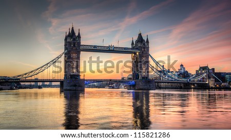 Tower Bridge at sunrise HDR
