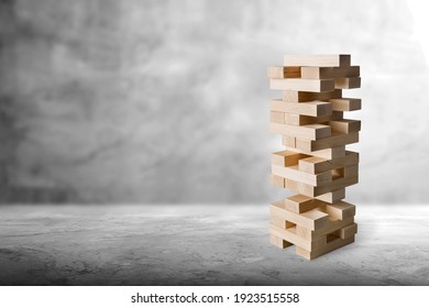 Tower Build Of Wooden Blocks, Jenga Game