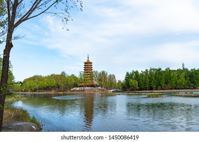 Tower By The Spring Lake In Yanqing District Beijing China