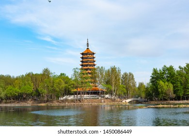 Tower By The Spring Lake In Yanqing District Beijing China