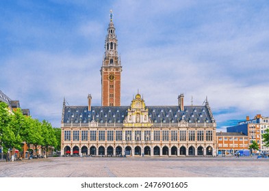 Tower and Central Library of the KU Leuven Katholieke Universiteit Leuven Catholic research university building in Leuven city historical center, Flemish Region, Flemish Brabant province, Belgium - Powered by Shutterstock