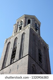 Tower of the church (peperbus) from 1454 in the city of Zwolle. The Netherlands