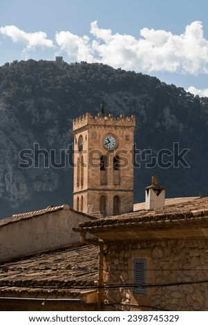 Tower clock building in Pollença Mallorca