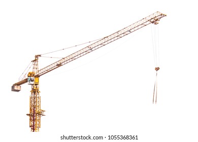 Tower Crane For High Building Construction With Isolated White Background