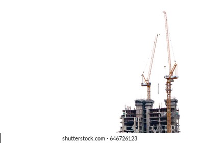 Tower Crane For High Building Construction With Isolated White Background