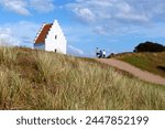 Tower of Den Tilsandede Kirke (Buried Church) buried by sand drifts, Skagen, Jutland, Denmark, Scandinavia, Europe 