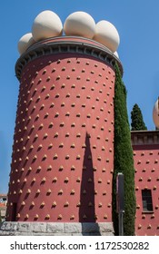 Tower Of The Famous Salvador Dalí Theatre And Museum In Figueres, Catalonia, Spain, Europe. The Façade Is Topped By A Series Of Giant Eggs.